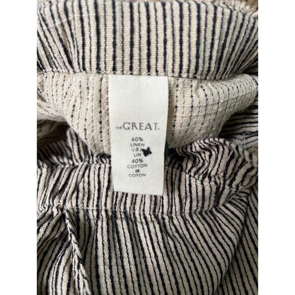 THE GREAT Linen Blend Paperbag Striped Straight Leg Pants Size 1 - Picture 4 of 8